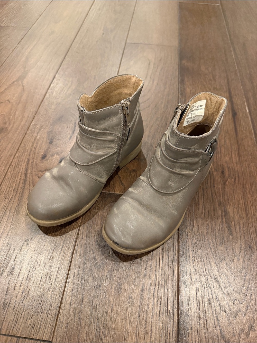 Rachel Shoes Taupe Ankle Boots with Side Zipper Girls Size 13 - C11-757